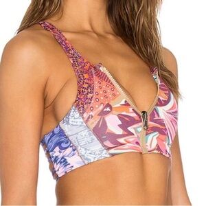 MAAJI x Revolve - Dear Hitchhiker Sporty Boho Zip Up Bikini Top - S